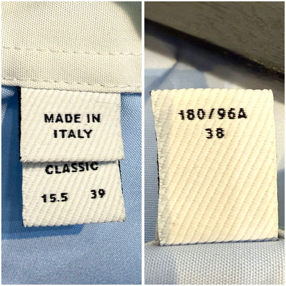 BURBERRY バーバリー 長袖シャツ クレリックカラー ライトブルー×ホワイト イタリア製 サイズ38 メンズ TT043