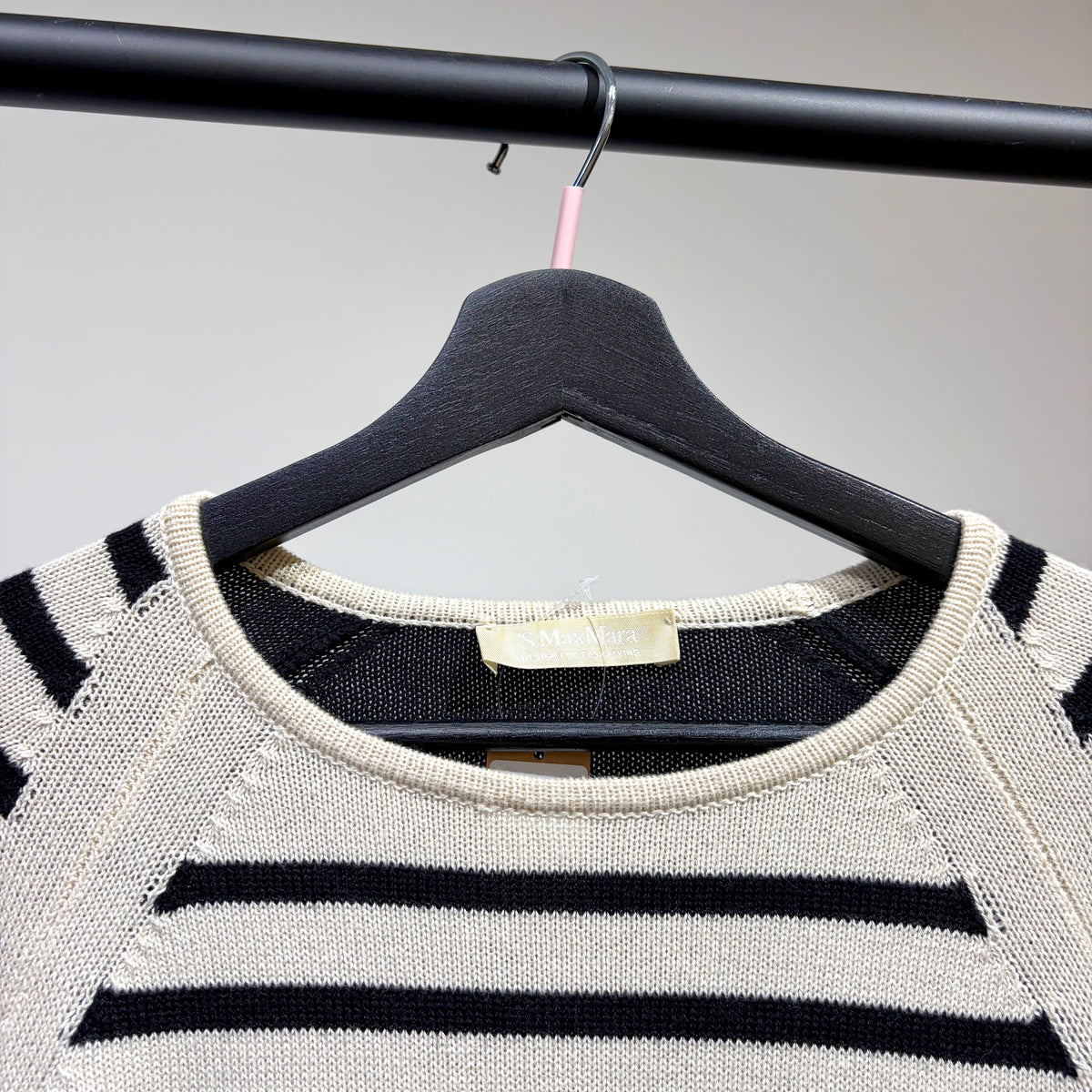 S Max Mara ボーダー ニット プルオーバー アイボリー×ブラック S レディース TT089