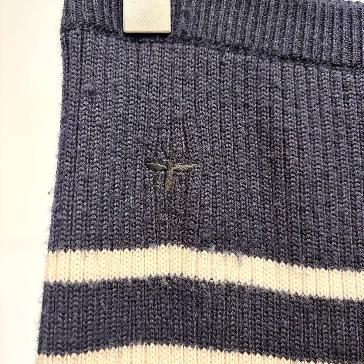 Christian Dior ボーダー ニット ロングスカート ネイビー ホワイト 38 ウール100％ イタリア製 TT023
