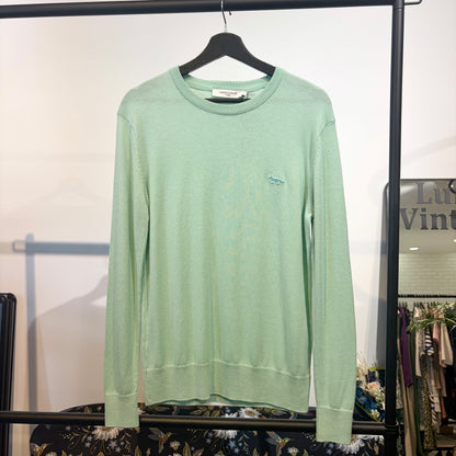【未使用品】MAISON KITSUNÉ メゾンキツネ フォックス刺繍 ニット セーター ミストグリーン S メンズ TT031