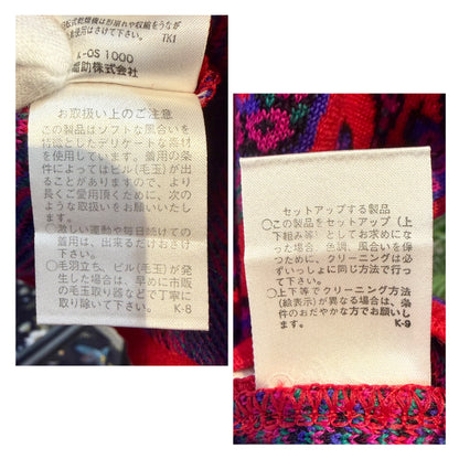 【未使用品】Yves Saint Laurent イヴ・サンローラン 総柄 ニット セーター レッド M ウール100％ 日本製 レディース TT033
