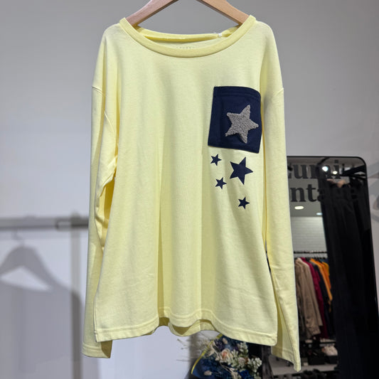 THE SHOP TK キッズ 星柄ポケット 長袖Tシャツ イエロー 150cm 新品タグ付き TT062