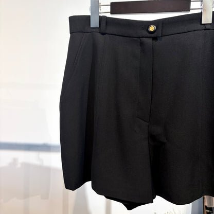 CHANEL BOUTIQUE シャネル ブティック ウール ショートパンツ ブラック 42 フランス製 TT024