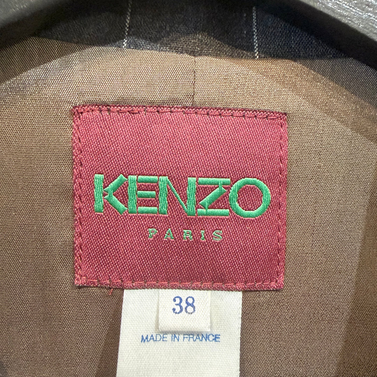 KENZO ケンゾー ストライプ ロングジャケット コート サイズ38 グレー フランス製 レディース TT044