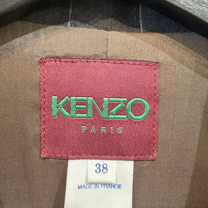 KENZO ケンゾー ストライプ ロングジャケット コート サイズ38 グレー フランス製 レディース TT044