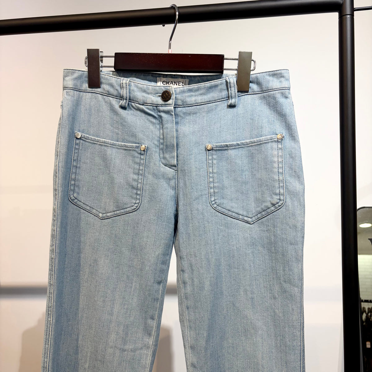 CHANEL デニムパンツ ライトブルー ストレッチ レディース 36 レディース TT011