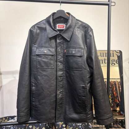 Levi’s フェイクレザー ジャケット ボア裏地 ブラック サイズM メンズ TT093