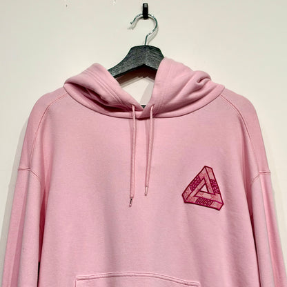 PALACE GUCCI プルオーバーパーカー トライアングルロゴ刺繍 ピンク L メンズ TT111