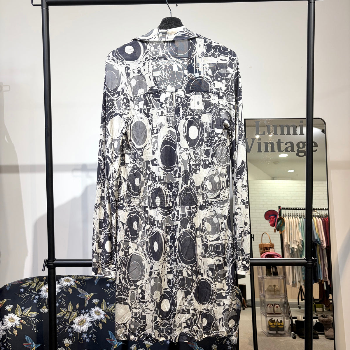 CHANEL 総柄 シルク ワンピース ドレス ブラック ホワイト 36 フランス製 レディース TT010