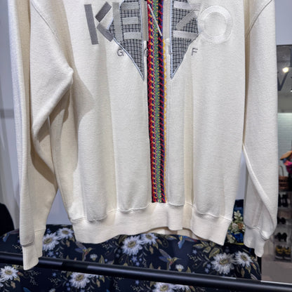 KENZO GOLF ケンゾーゴルフ ロゴデザイン メンズ スウェット ニット 長袖 アイボリー系 サイズ1 S TT051