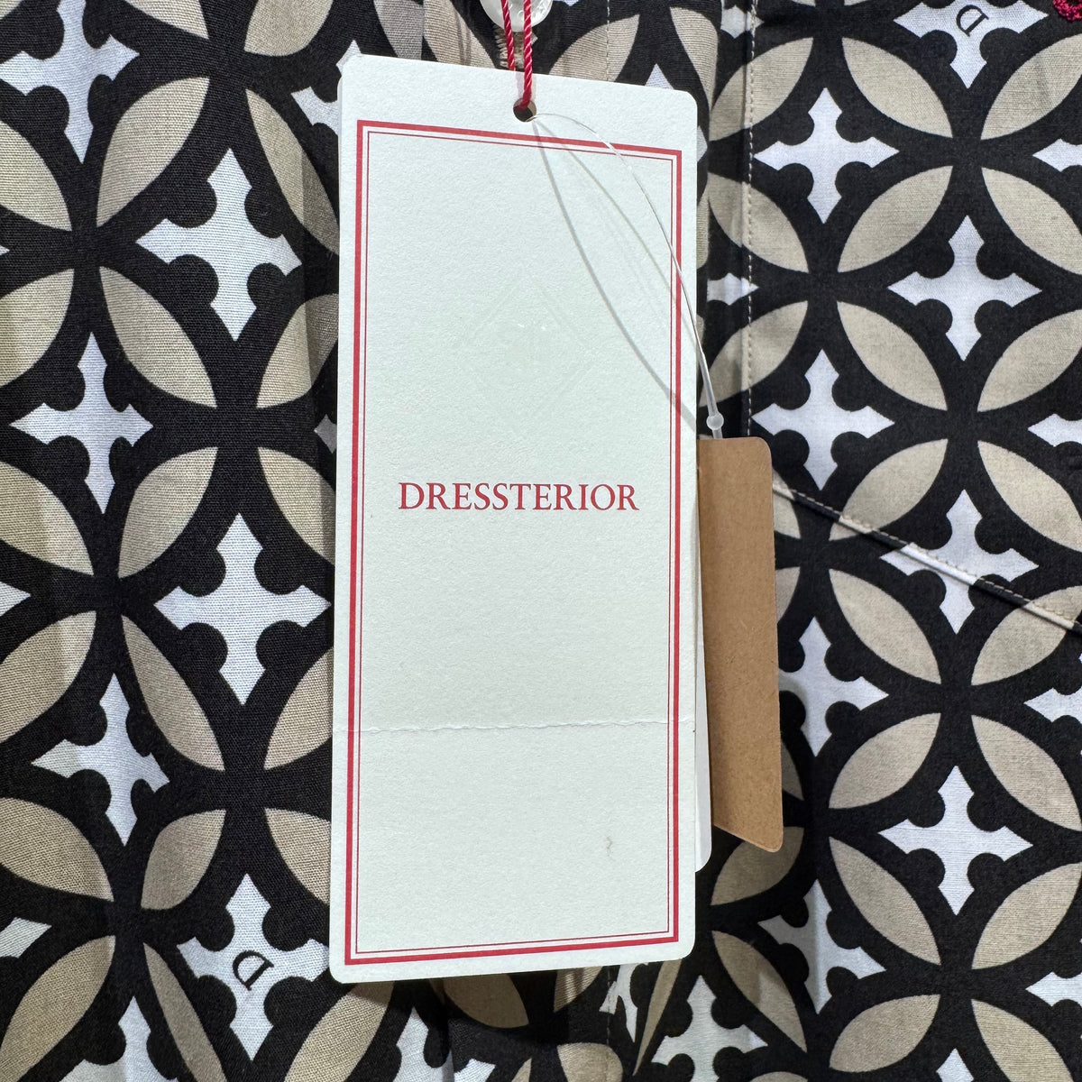 新品 タグ付き【定価18,700円】DRESSTERIOR ドレステリア 総柄 長袖シャツ 幾何学柄 ホワイト ベージュ ブラック ブレストポケット メンズ M 日本製 TT016