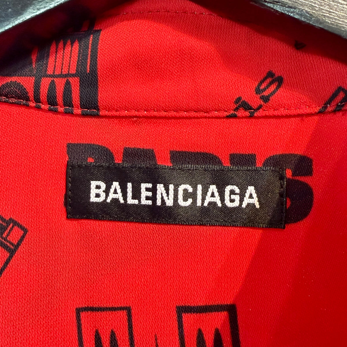 BALENCIAGA バレンシアガ 総柄 半袖シャツ レッド 37 オーバーサイズ メンズ TT041