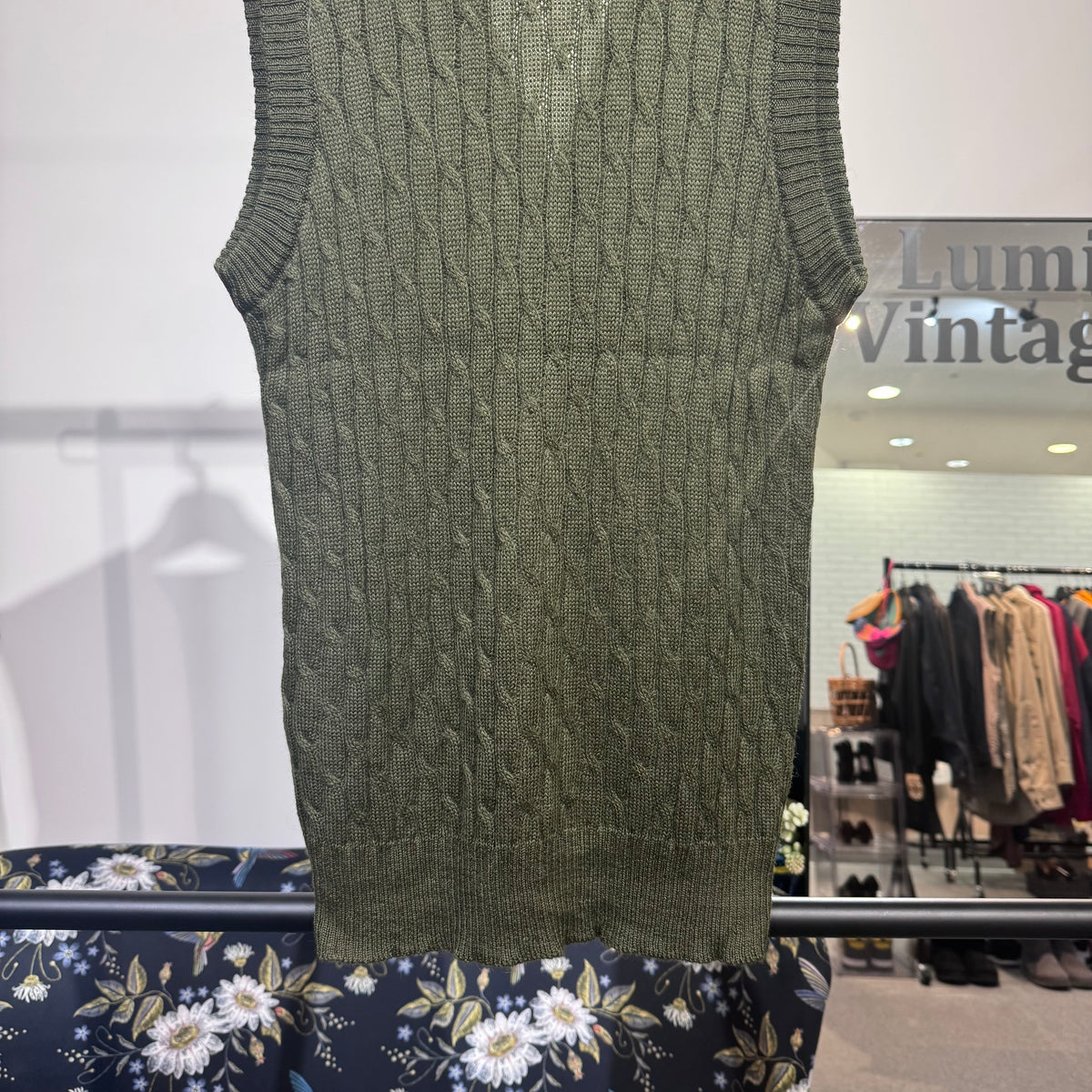 Christian Dior MONSIEUR クリスチャンディオール ムッシュ ニットベスト ケーブル編み カーキ系 L メンズ トップス TT053