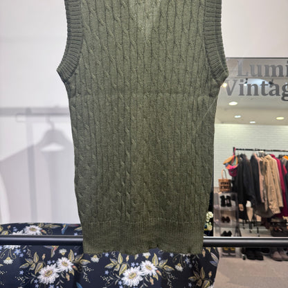 Christian Dior MONSIEUR クリスチャンディオール ムッシュ ニットベスト ケーブル編み カーキ系 L メンズ トップス TT053