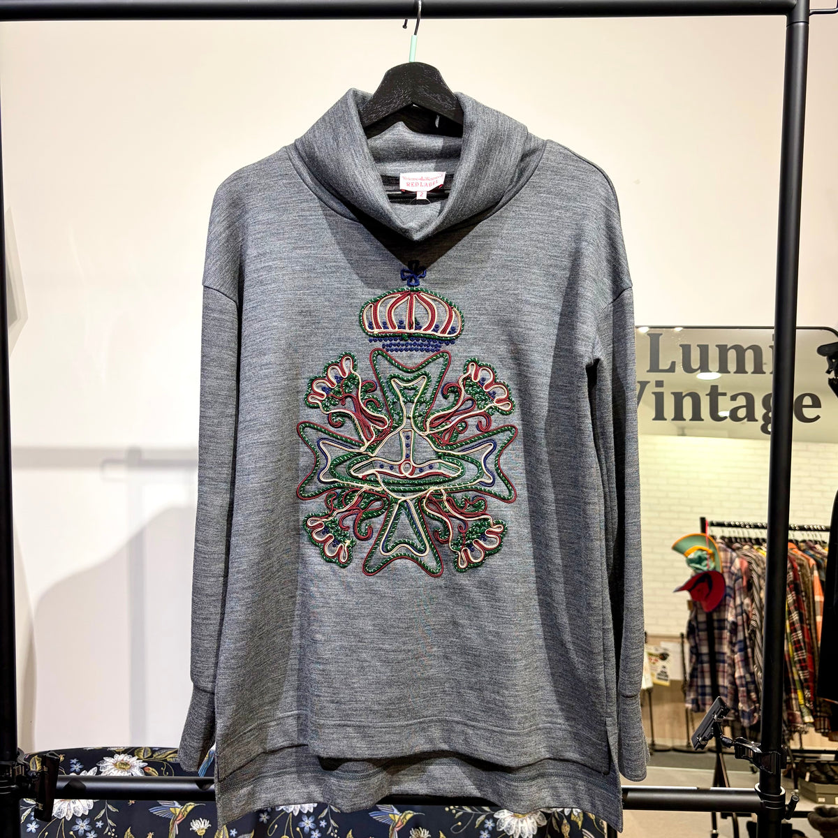 Vivienne Westwood RED LABEL オーブ刺繍 ハイネック ニット グレー サイズ2 日本製 TT085