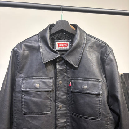 Levi’s フェイクレザー ジャケット ボア裏地 ブラック サイズM メンズ TT093