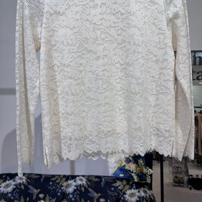 新品 タグ付き【定価23,100円】DRESSTERIOR ドレステリア レースブラウス 長袖 ホワイト 34 日本製 TT017