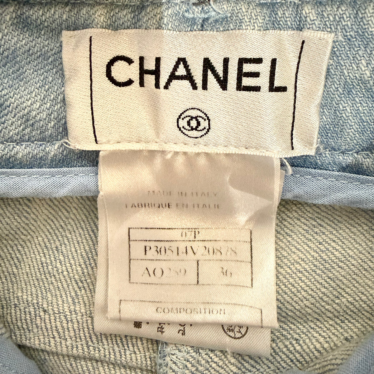 CHANEL デニムパンツ ライトブルー ストレッチ レディース 36 レディース TT011