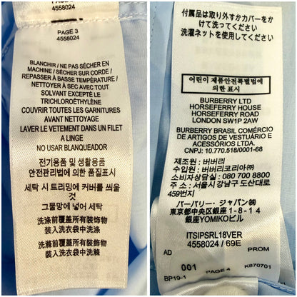 BURBERRY バーバリー 長袖シャツ クレリックカラー ライトブルー×ホワイト イタリア製 サイズ38 メンズ TT043