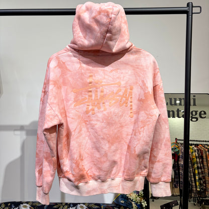 STUSSY ロゴ プルオーバーパーカー タイダイ ピンク XL メキシコ製 レディース  TT086