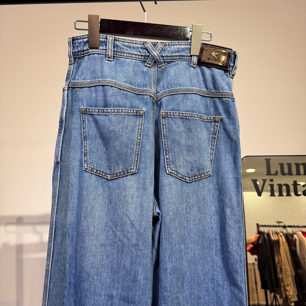ETRO エトロ 刺繍 ワイドデニムパンツ ライトブルー レディース サイズ26 イタリア製 TT067