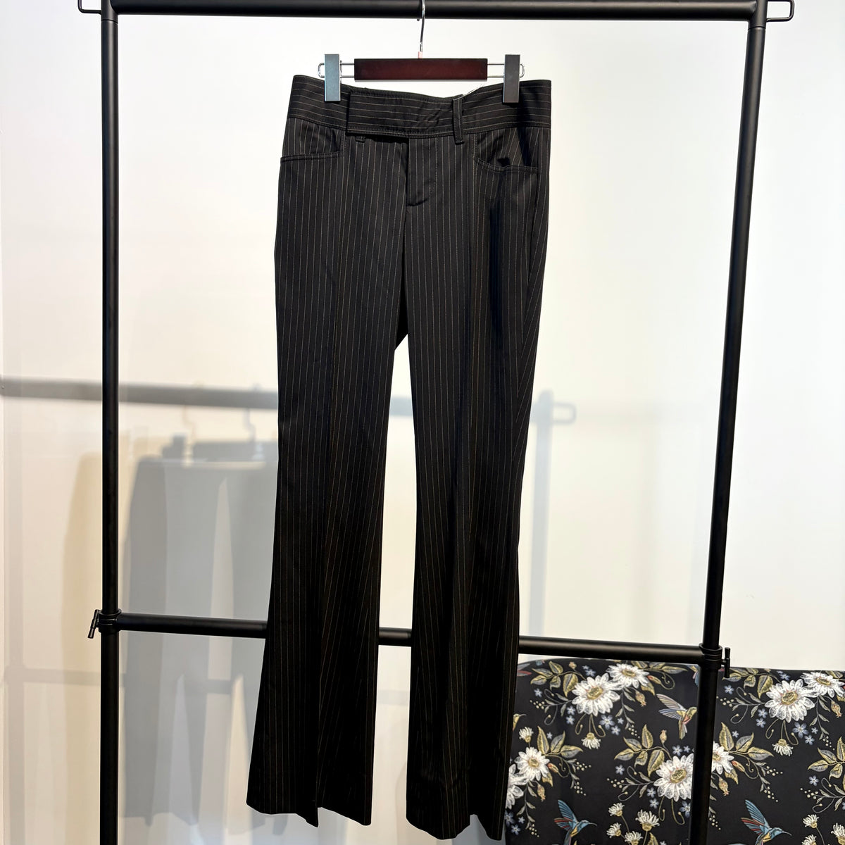GUCCI グッチ ストライプ ウールパンツ スラックス ブラック 38 イタリア製 レディース TT034