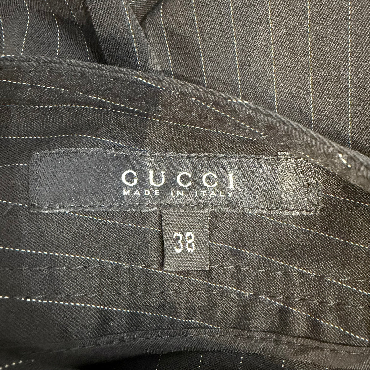 GUCCI グッチ ストライプ ウールパンツ スラックス ブラック 38 イタリア製 レディース TT034
