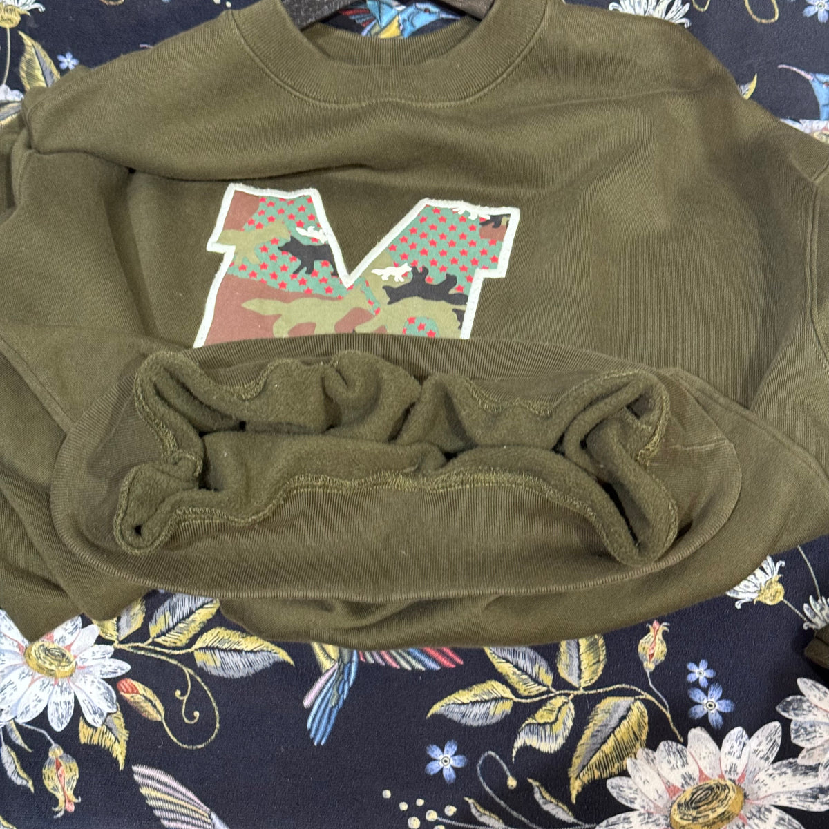 MAISON KITSUNÉ メゾンキツネ ロゴ MKワッペン カモフラ スウェット コットン100 オリーブ カーキー系 メンズ XS 秋冬 TT050