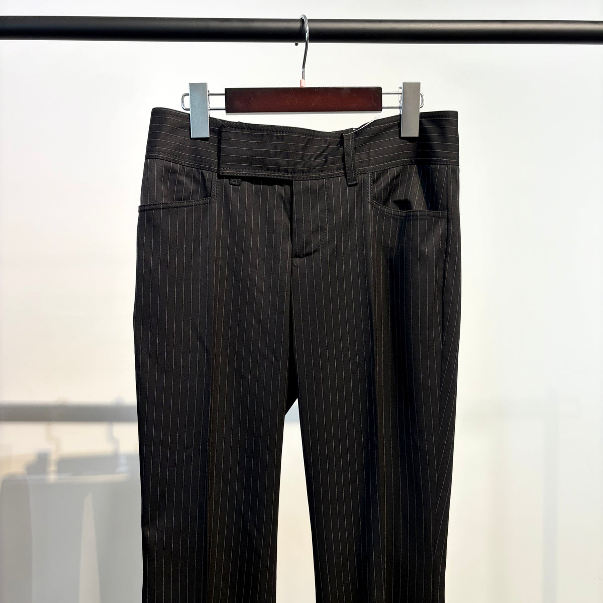 GUCCI グッチ ストライプ ウールパンツ スラックス ブラック 38 イタリア製 レディース TT034