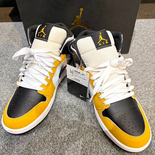 【未使用品 タグ付き】NIKE AIR JORDAN 1 MID ナイキ エアジョーダン1 ミッド イエローオーカー ブラック ホワイト 27cm TT045