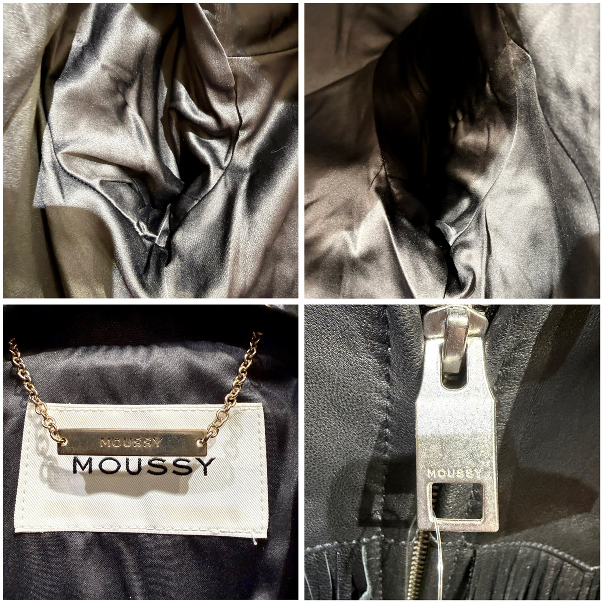 MOUSSY マウジー ゴートレザー フリンジ ジャケット ブラック レディース サイズ2 タグ付き未使用品 TT103