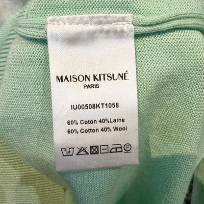 【未使用品】MAISON KITSUNÉ メゾンキツネ フォックス刺繍 ニット セーター ミストグリーン S メンズ TT031