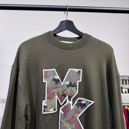MAISON KITSUNÉ メゾンキツネ ロゴ MKワッペン カモフラ スウェット コットン100 オリーブ カーキー系 メンズ XS 秋冬 TT050