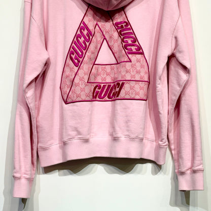 PALACE GUCCI プルオーバーパーカー トライアングルロゴ刺繍 ピンク L メンズ TT111
