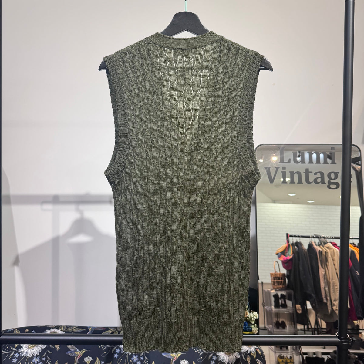Christian Dior MONSIEUR クリスチャンディオール ムッシュ ニットベスト ケーブル編み カーキ系 L メンズ トップス TT053
