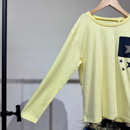 THE SHOP TK キッズ 星柄ポケット 長袖Tシャツ イエロー 150cm 新品タグ付き TT062