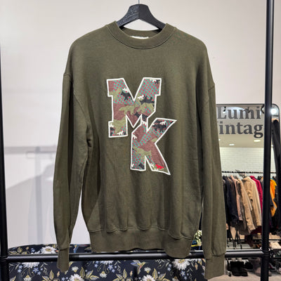 MAISON KITSUNÉ メゾンキツネ ロゴ MKワッペン カモフラ スウェット コットン100 オリーブ カーキー系 メンズ XS 秋冬 TT050