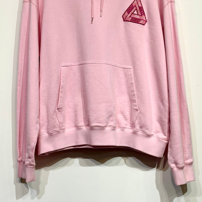 PALACE GUCCI プルオーバーパーカー トライアングルロゴ刺繍 ピンク L メンズ TT111