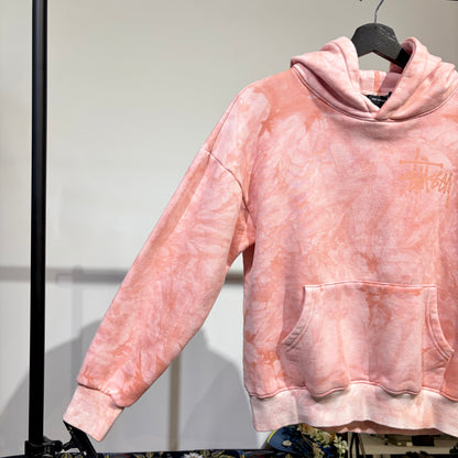STUSSY ロゴ プルオーバーパーカー タイダイ ピンク XL メキシコ製 レディース  TT086