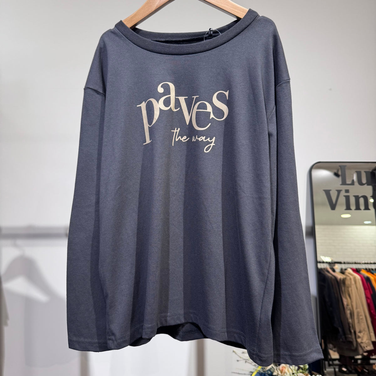 THE SHOP TK キッズ 長袖ロゴプリントTシャツ チャコールグレー 140cm 新品タグ付き TT061