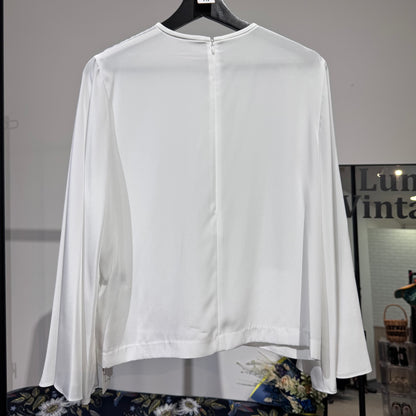 新品 タグ付き【定価20,900円】UNTITLED アンタイトル フレアスリーブ ブラウス 長袖 ホワイト レディース トップス 2 M 日本製 TT019