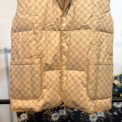 【未使用】CELINE 総柄 ダウンベスト ベージュ M〜L相当 ユニセックス TT005