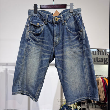 Lee リー デニムショーツ ハーフパンツ サイズ30 インディゴ ヴィンテージ加工 メンズ TT058