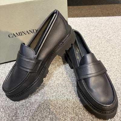 CAMINANDO for DRESSTERIOR レザー ローファー ブラック 厚底ラグソール サイズ7  TT090