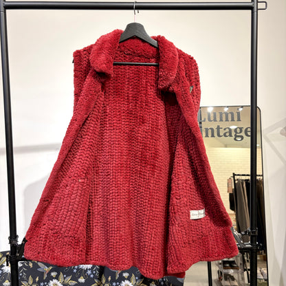 Lucia Bianchi MILANO ITALY 毛足デザイン ロングベスト レッド サイズF レディース TT096