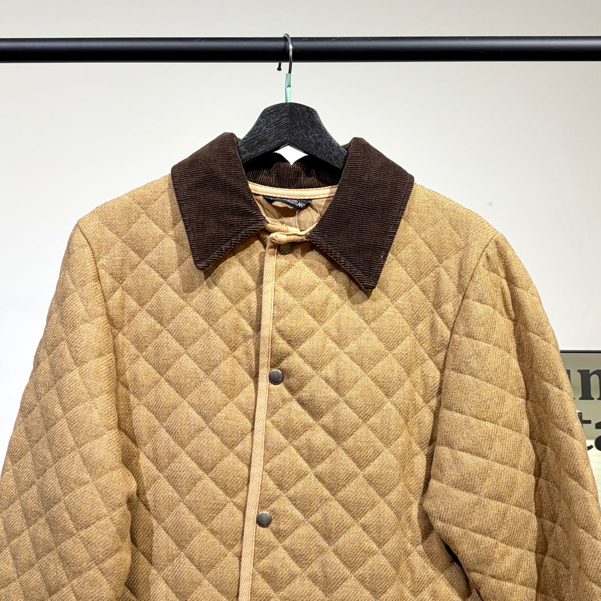 MACKINTOSH キルティングコート ウール ベージュ ブラウン襟 サイズ36 スコットランド製 メンズ TT073