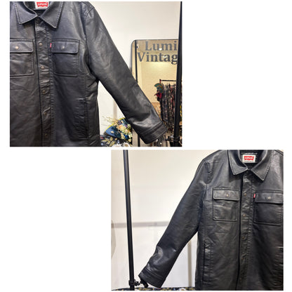 Levi’s フェイクレザー ジャケット ボア裏地 ブラック サイズM メンズ TT093