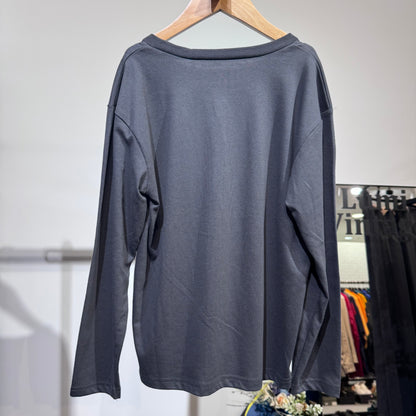 THE SHOP TK キッズ 長袖ロゴプリントTシャツ チャコールグレー 140cm 新品タグ付き TT061
