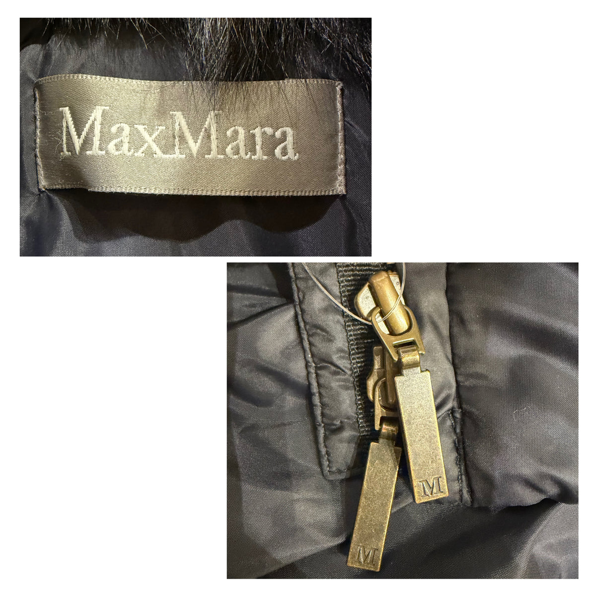 Max Mara マックスマーラ ファー襟 パデッドジャケット ブラック系 レディース 42 TT095