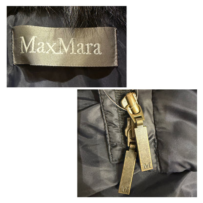Max Mara マックスマーラ ファー襟 パデッドジャケット ブラック系 レディース 42 TT095